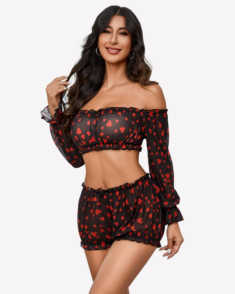 Off Shoulder Ruffle Bra and Panty Set