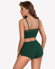 Pajama Sets Lace Trim Short PJ Set