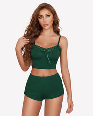 Pajama Sets Lace Trim Short PJ Set