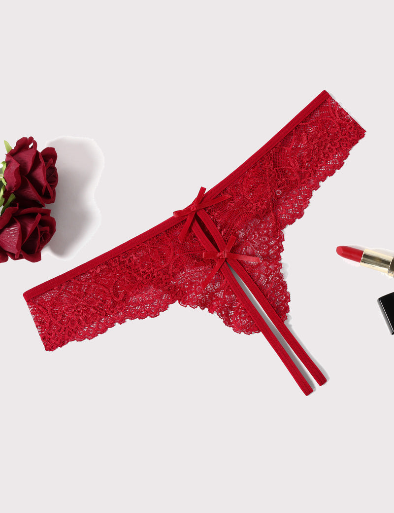 Lace Thongs Panties with Cute Bow