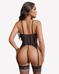 Underwire Corset And Panty With Garter
