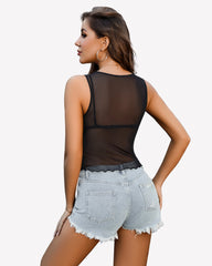 Mesh Tank Top Sheer Tops