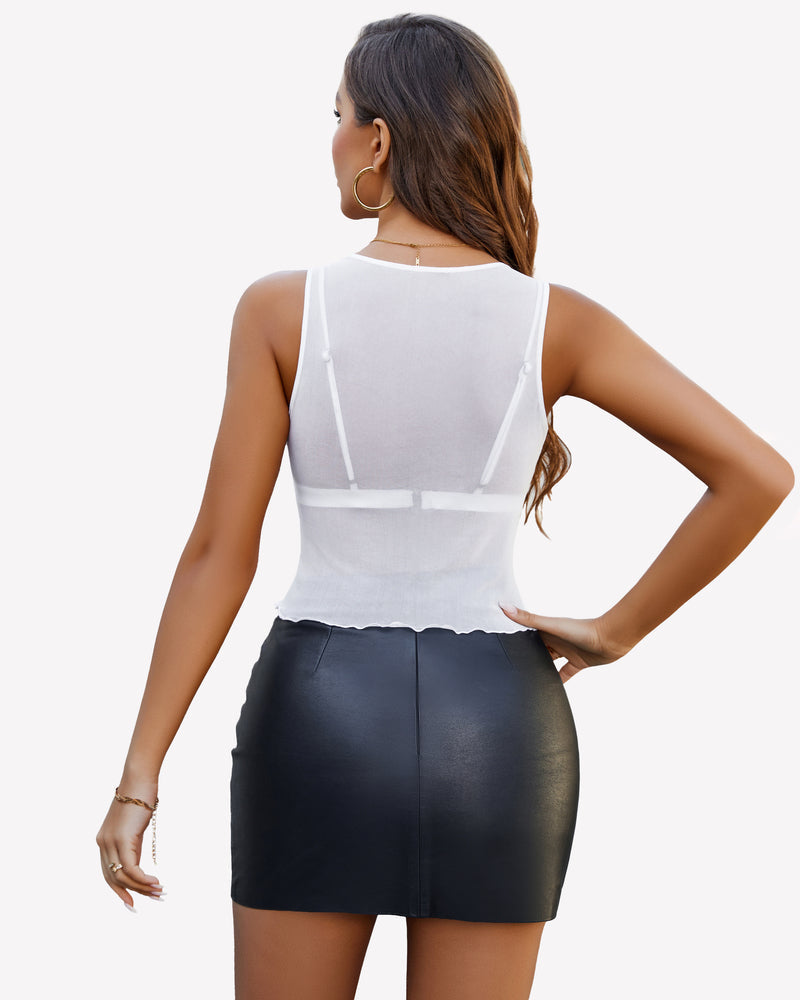Mesh Tank Top Sheer Tops