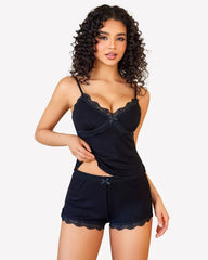 Cami Pajama Set Lace Trim Short PJ Set