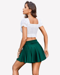 Pleated Mini Skirt Y2k Drawstring Skirts