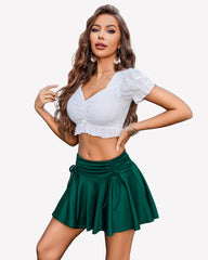 Pleated Mini Skirt Y2k Drawstring Skirts