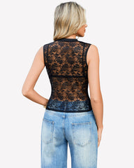 FLace Tank Top Mesh Sheer Blouses