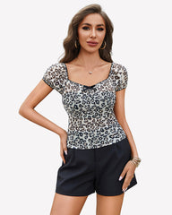 Short Sleeve Sheer Mesh Tops
