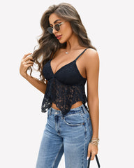 Lace Bralette V Neck Crop Tops