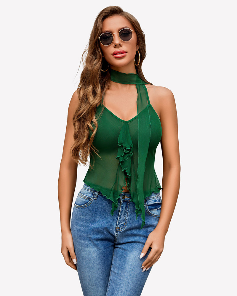 Mesh Tank Y2K Crop Top