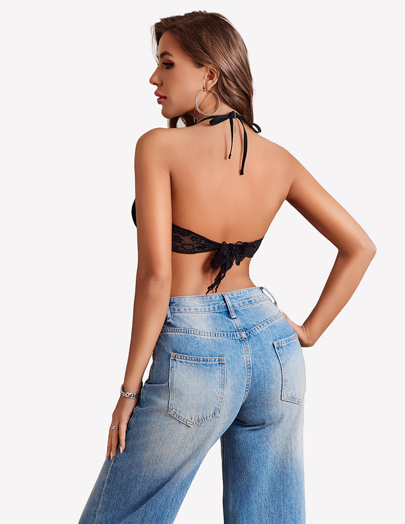 Crop Top Halter V Neck Cami Tank