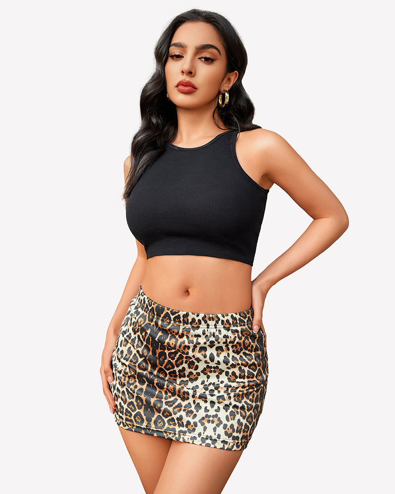 Pencil Bodycon Y2K Leopard Print Mini Skirt
