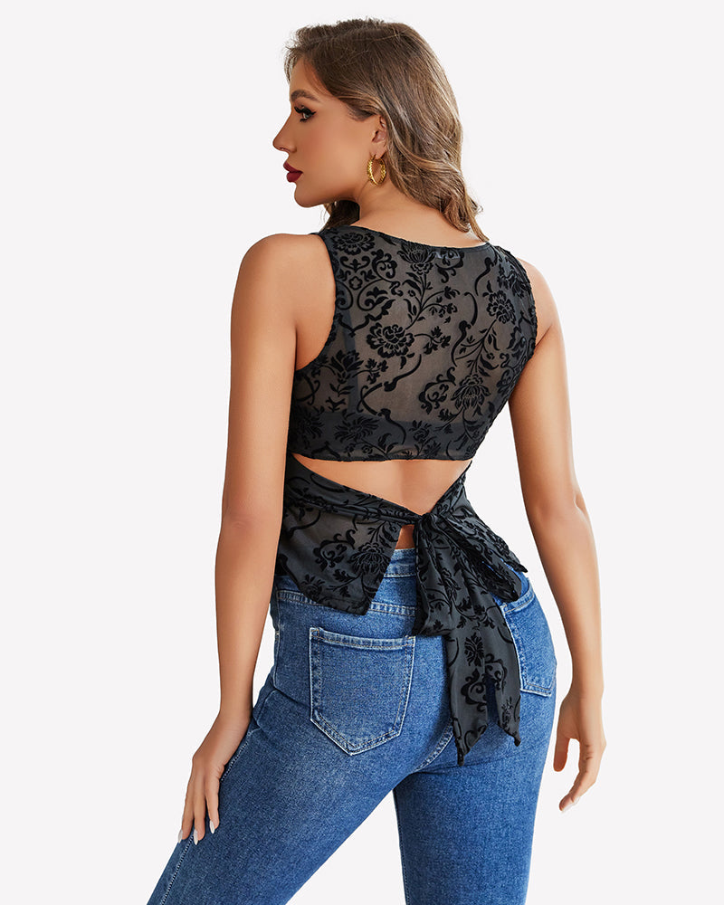 Mesh Tank Sleeveless Boat Neck Y2k Top