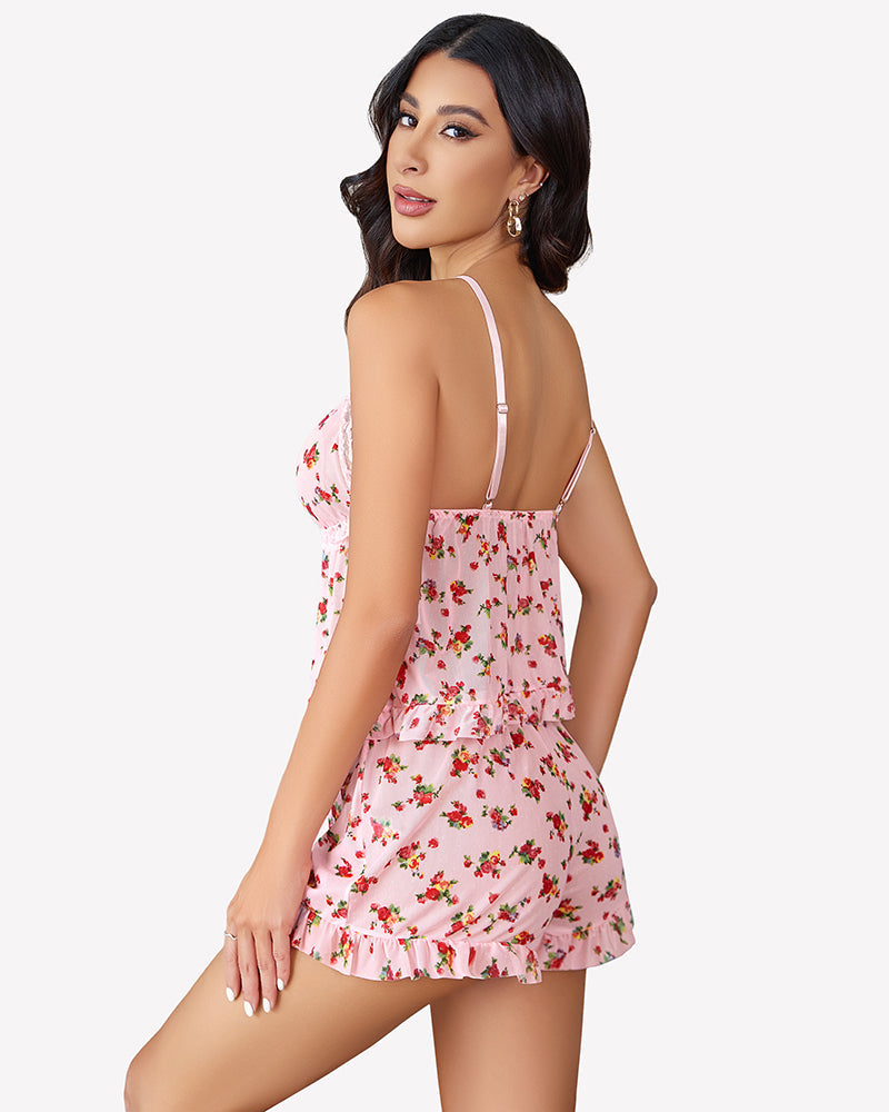 Ruffled Mesh Cami Lingerie