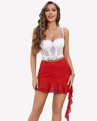 Mini Skirts Asymmetrical Ruffle Short Skirt