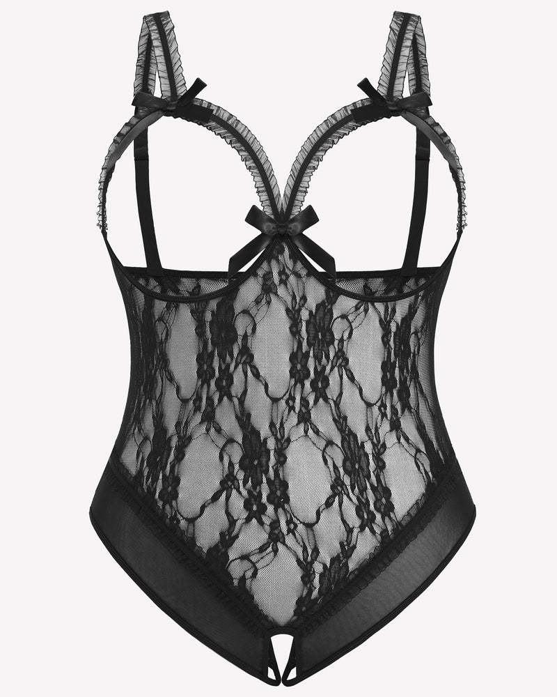Plus Size Crotchless Exotic Lace Teddies