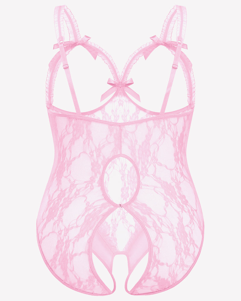 Plus Size Crotchless Exotic Lace Teddies