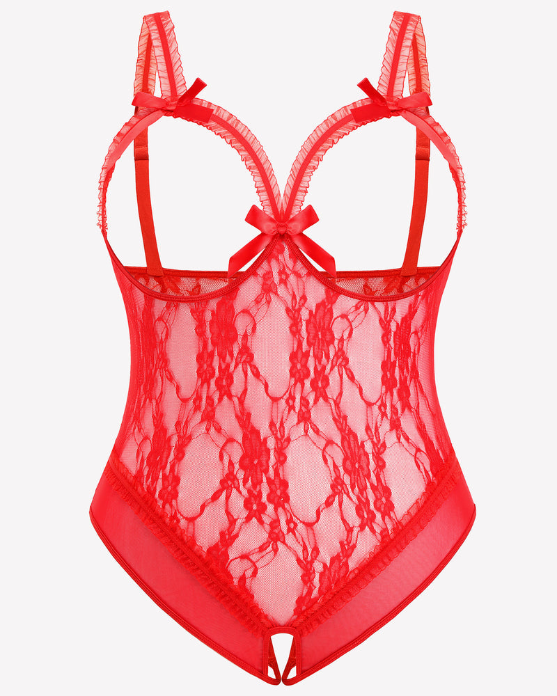 Plus Size Crotchless Exotic Lace Teddies