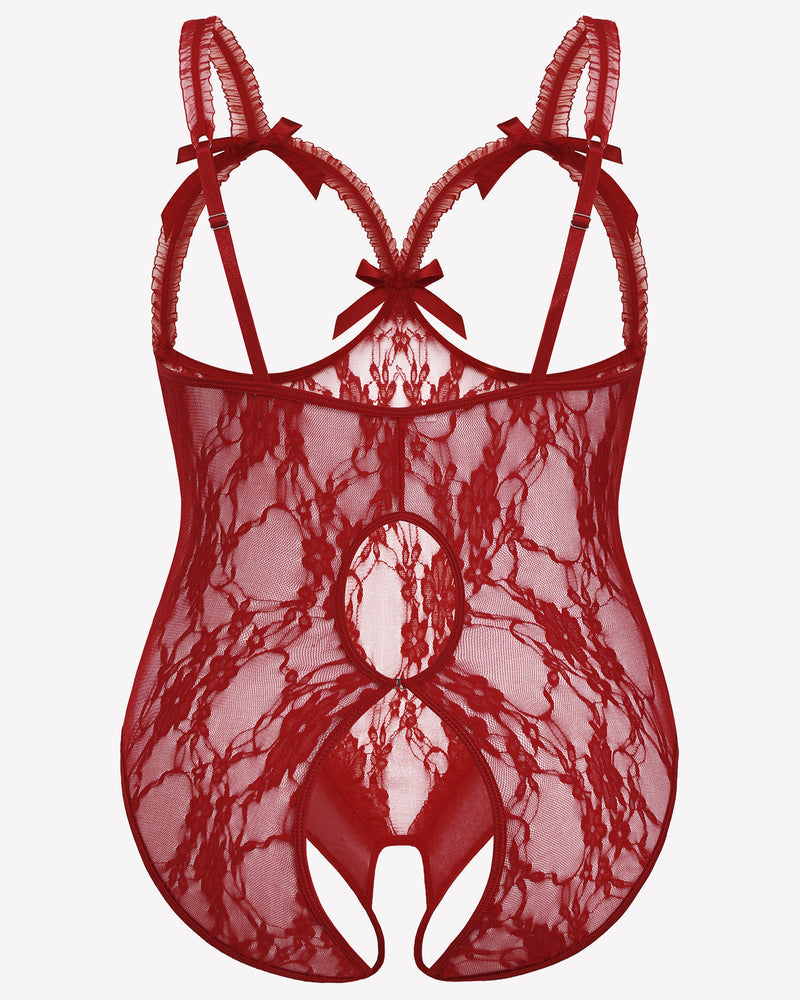 Plus Size Crotchless Exotic Lace Teddies