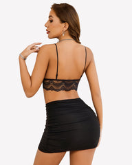 Ruched Bodycon Double Layer Mini Skirt