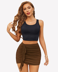 Ruched Bodycon Double Layer Mini Skirt