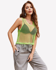 Fishnet Top Sleeveless Fishnet Blouses Shirt