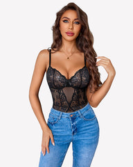 Lace Bodysuit with Garter Belt & Thigh Straps