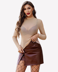 Mesh Rhinestone Sheer Tops