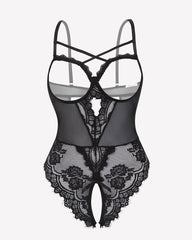 FLace Crotchless Teddy Mini Babydoll