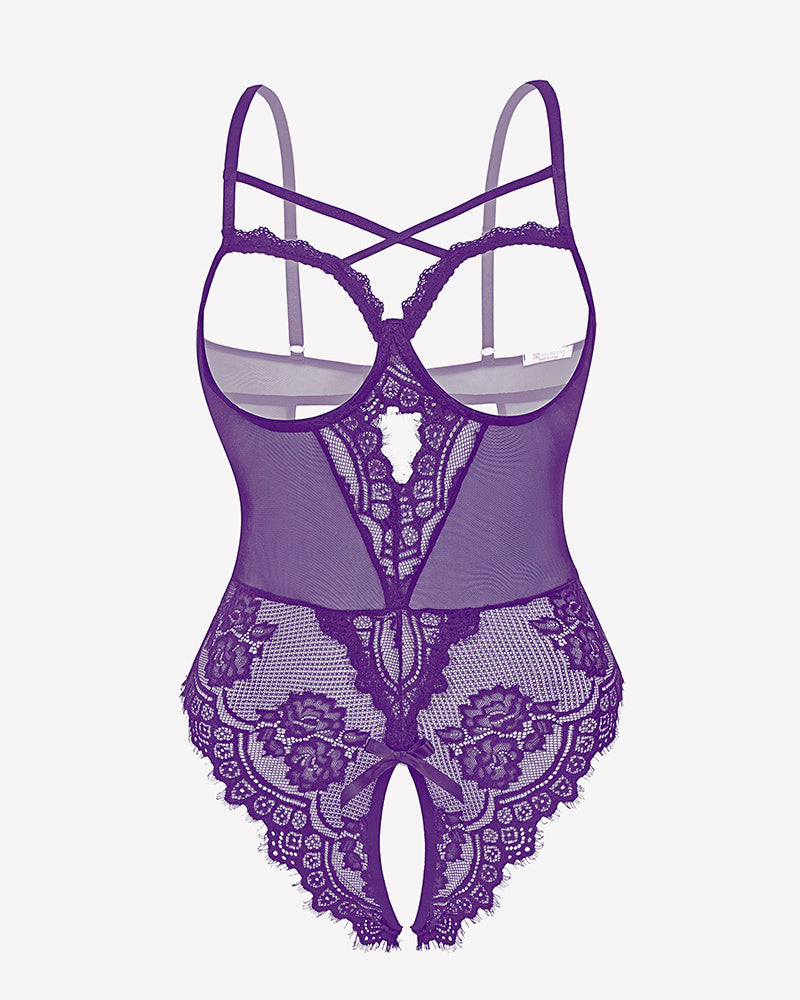 FLace Crotchless Teddy Mini Babydoll