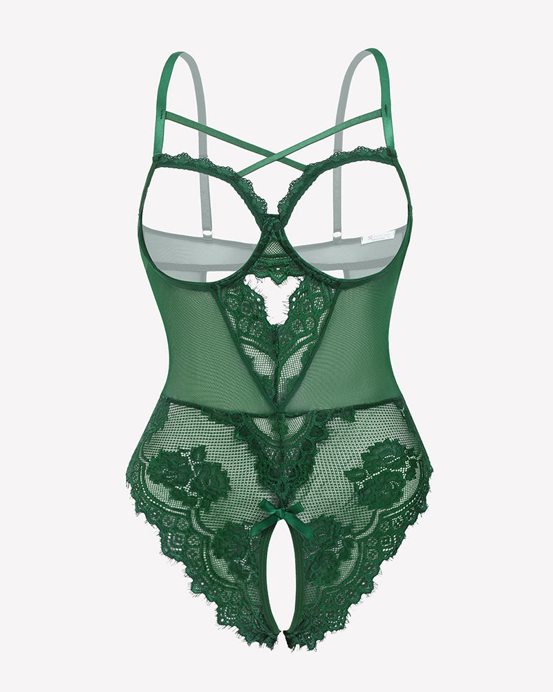 FLace Crotchless Teddy Mini Babydoll