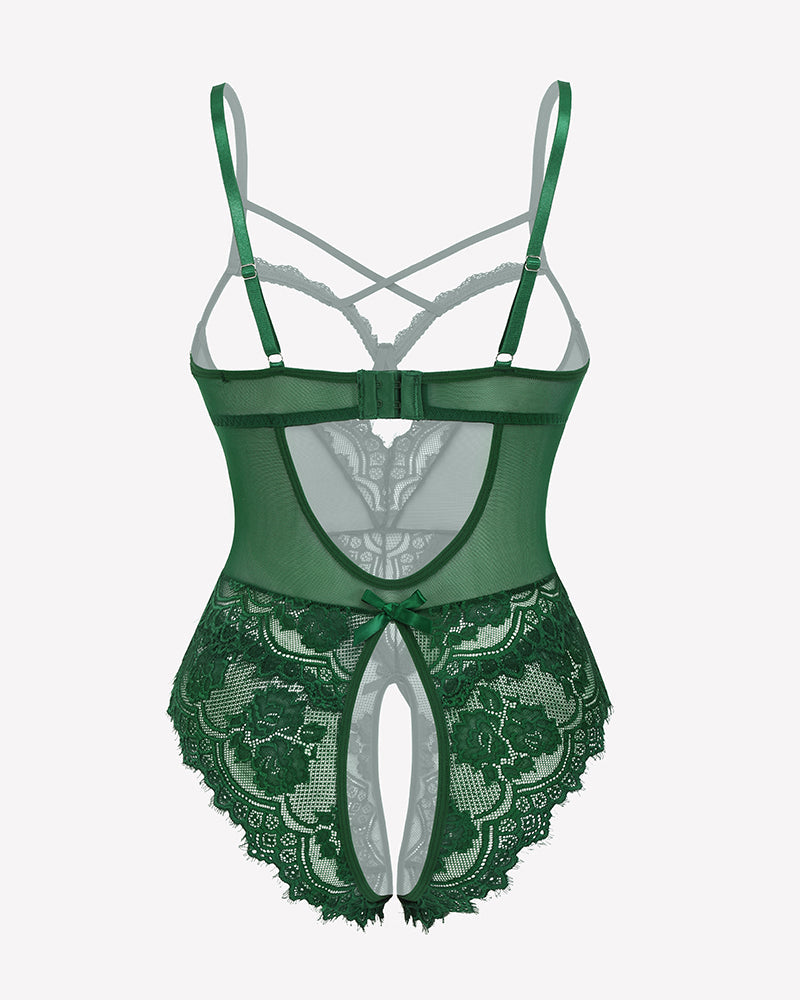 FLace Crotchless Teddy Mini Babydoll