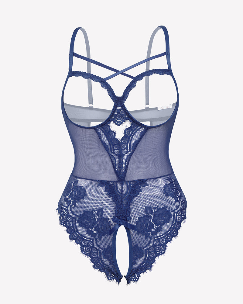FLace Crotchless Teddy Mini Babydoll