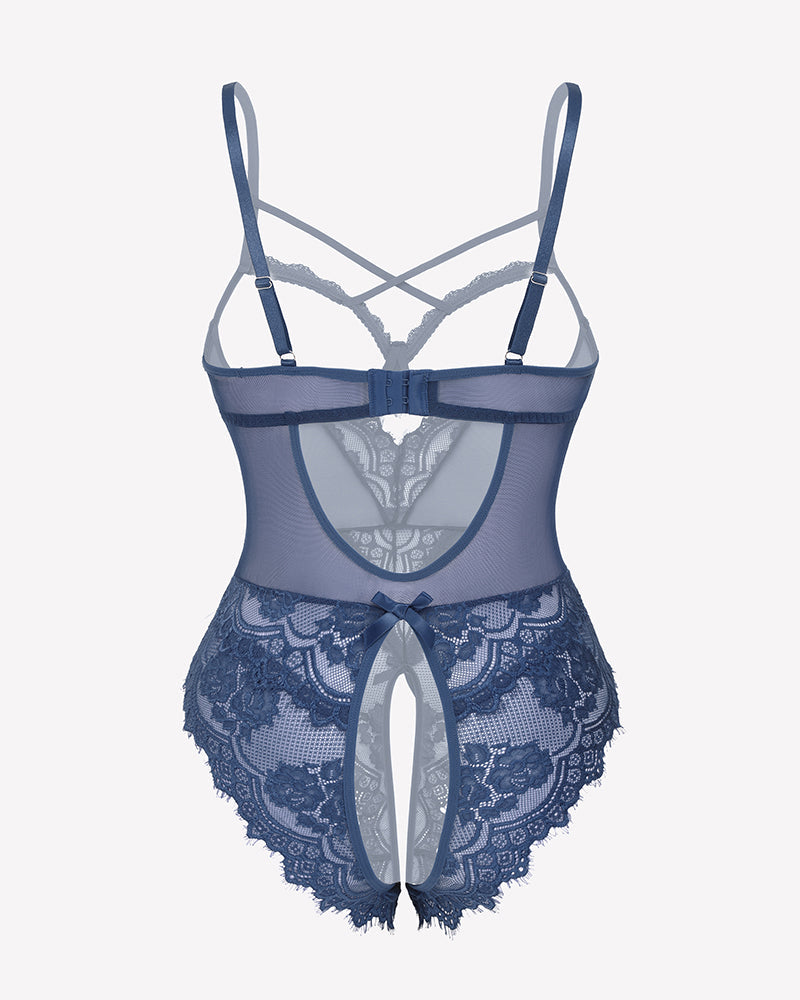 FLace Crotchless Teddy Mini Babydoll