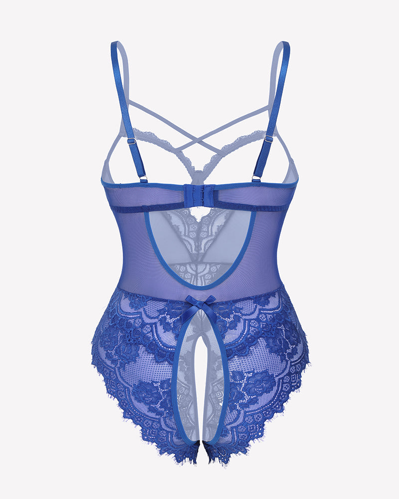 FLace Crotchless Teddy Mini Babydoll