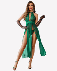 Mesh Nightwear Side Split Nightgown