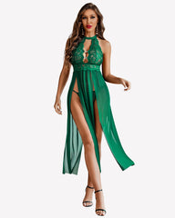 Mesh Nightwear Side Split Nightgown