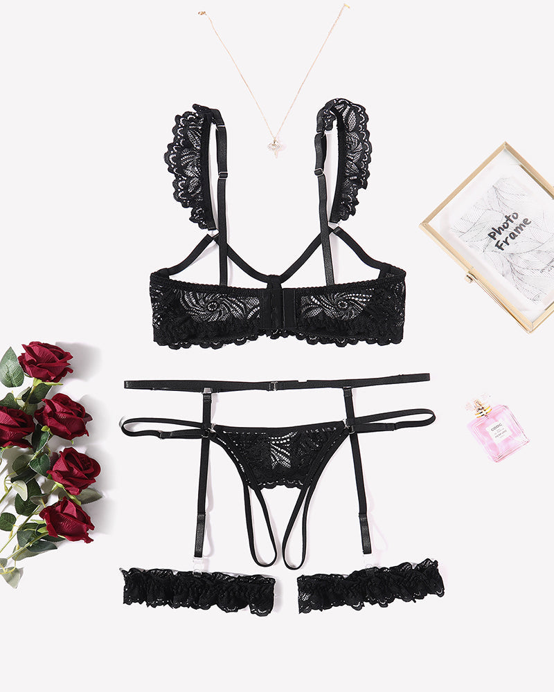 FLace Bra and Panty Garter Sets