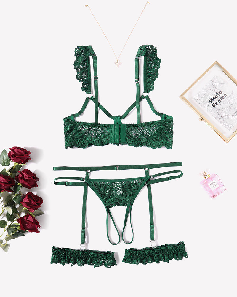 FLace Bra and Panty Garter Sets