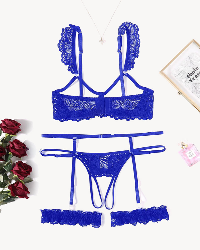 FLace Bra and Panty Garter Sets