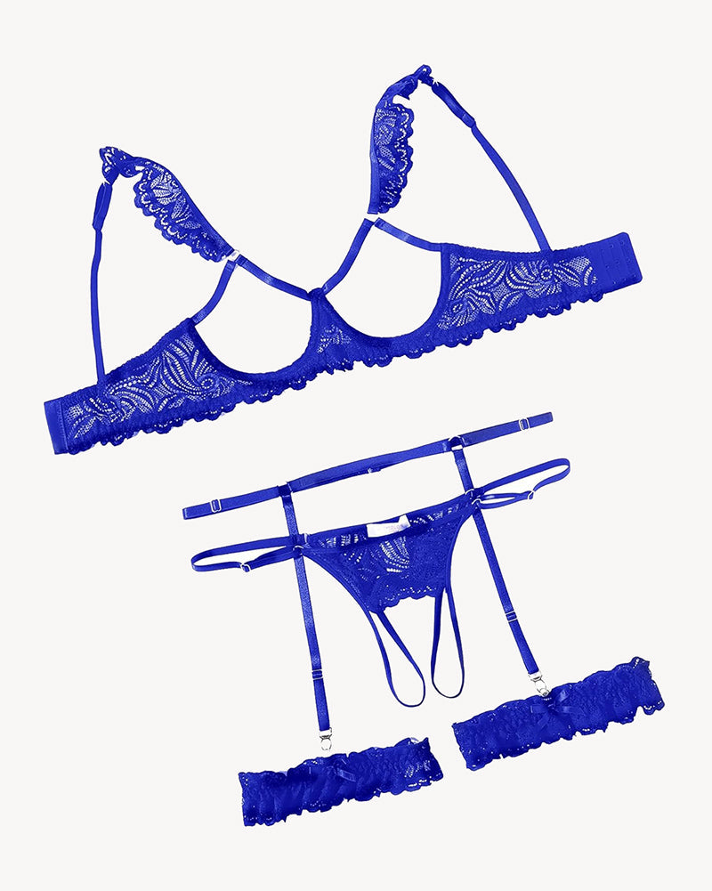 FLace Bra and Panty Garter Sets