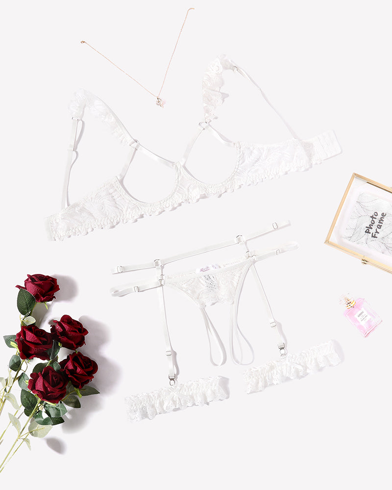 FLace Bra and Panty Garter Sets