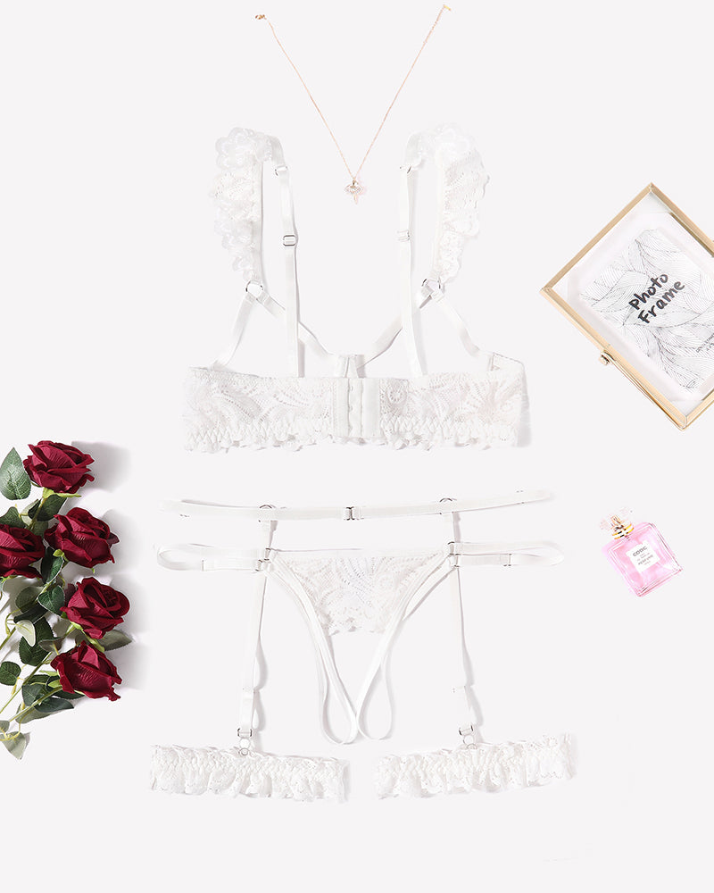 FLace Bra and Panty Garter Sets