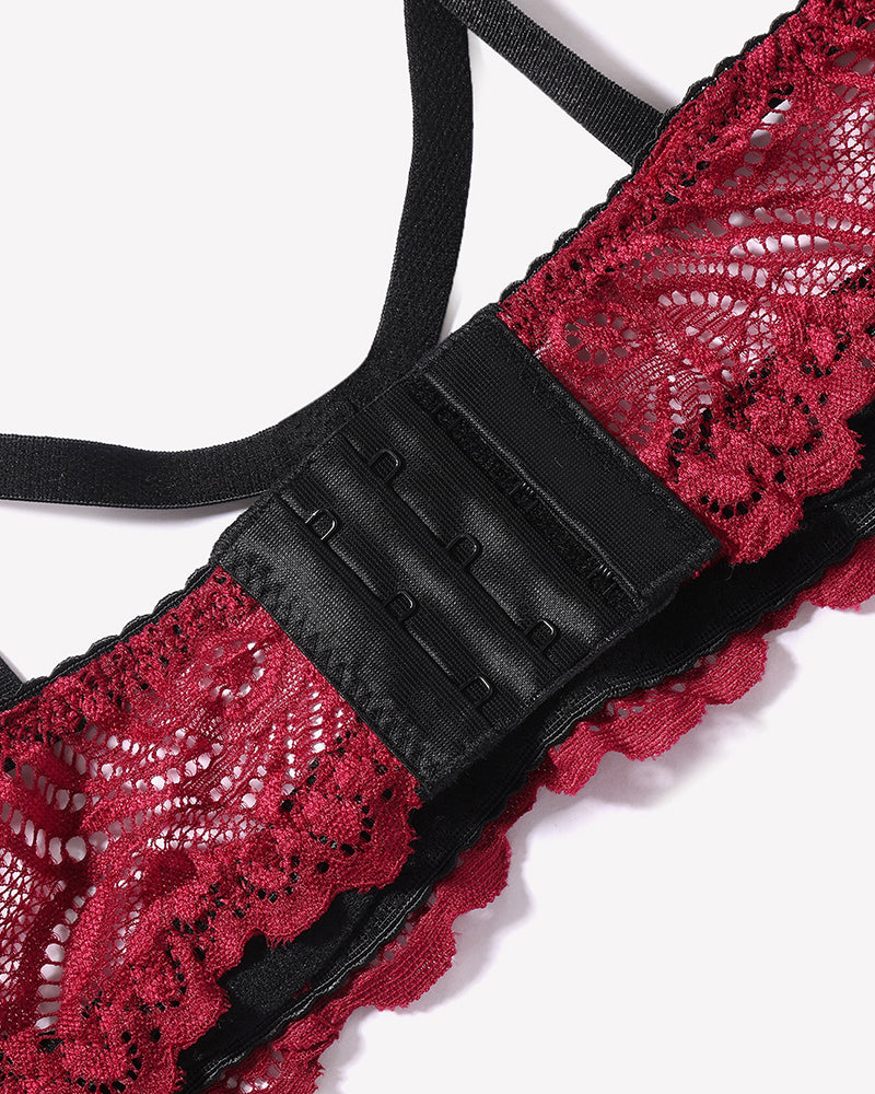 FLace Bra and Panty Garter Sets