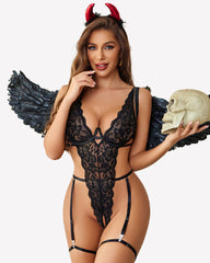 Lace Bodysuit Soft Deep V Nightwear