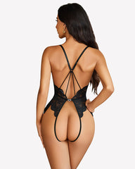 Crotchless Criss Cross Backless Bodysuit
