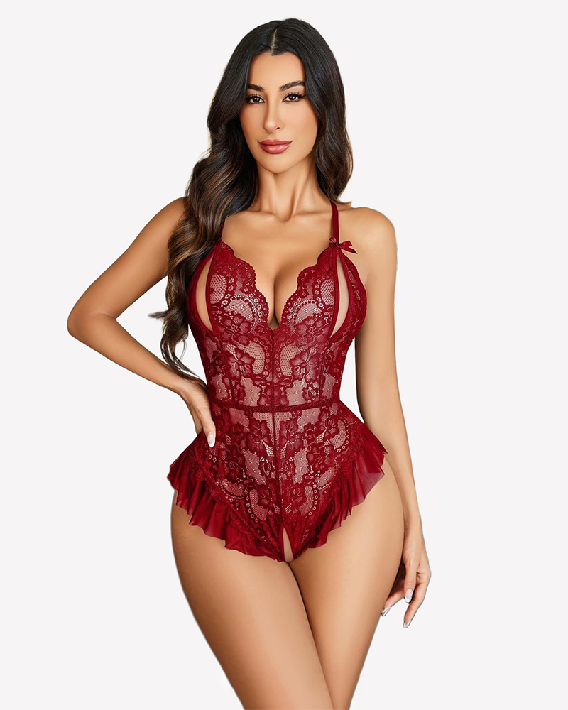 Crotchless Criss Cross Backless Bodysuit