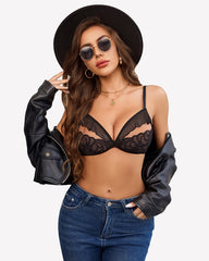 Lace Bra and Panty Sets Mesh Ruffle  2 Piece