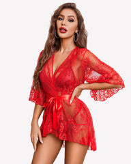 Lace Robes Babydoll Lingerie Dress