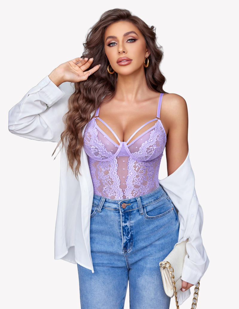 FLace Bodysuit Ruffle Wireless Teddy